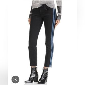Rag & Bone Dre Track Stripe Ankle Slim Boyfriend Jeans Size 24 Stone Black